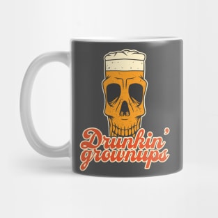 Drunkin' Grownups Skull Beer Glass Mug